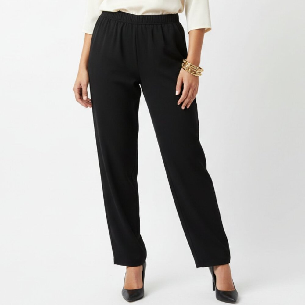 Ming Wang Black Ponte Knit Straight Leg Pants S